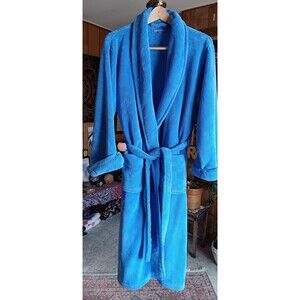Pine Cone Hill size S women's long robe belted pockets bright blue